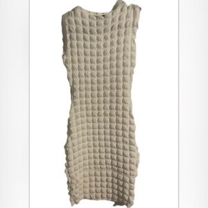 Elegant Cream Textured Midi Dress